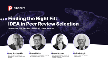 "Webinar panel discussing diversity, equity, and inclusion in peer review, featuring Oleg Ruchayskiy, Laura Dormer, Lajos Balogh and Daniel Ucko.